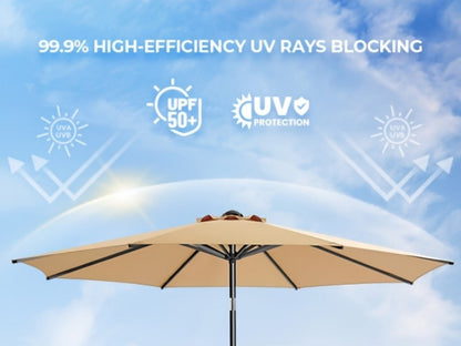 9-Foot Metal Patio Umbrella with Tilt Adjustment, Backyard Sun Shade detail image - detail view 15