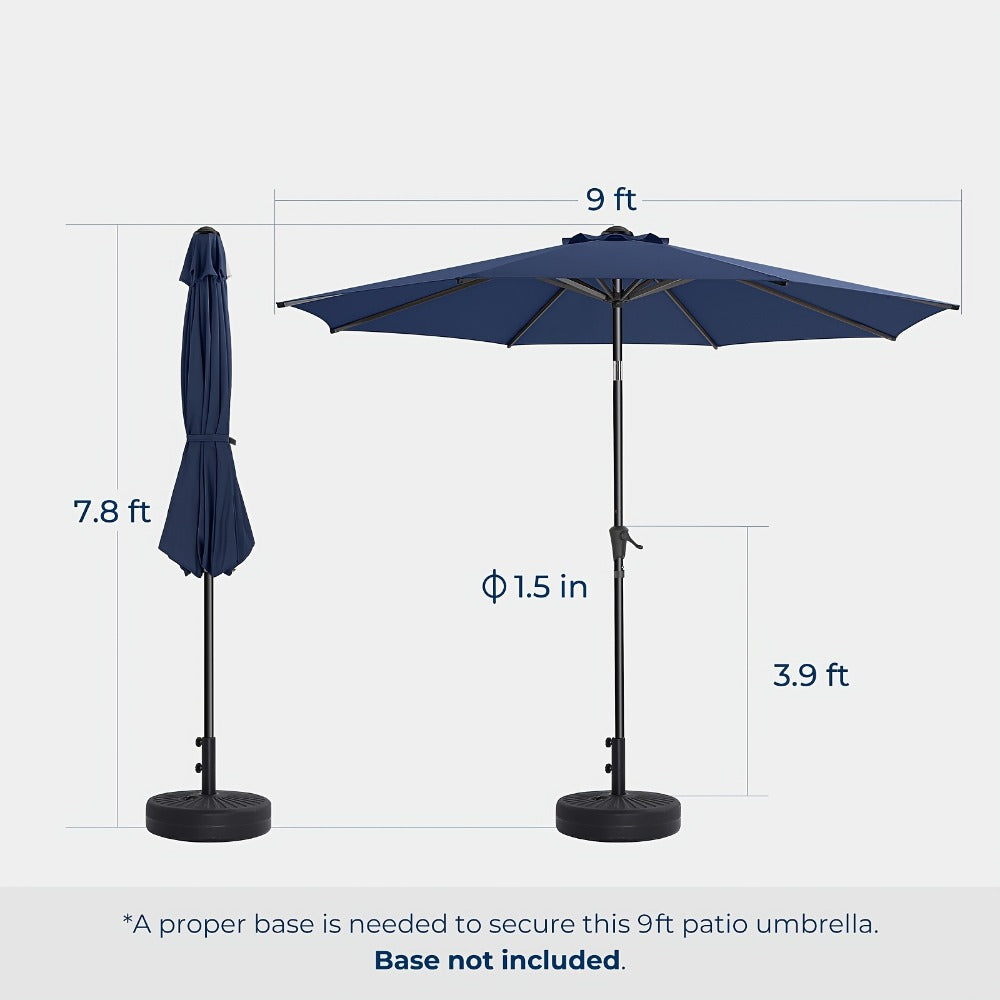 9-Foot Metal Patio Umbrella with Tilt Adjustment, Backyard Sun Shade detail image - detail view 4