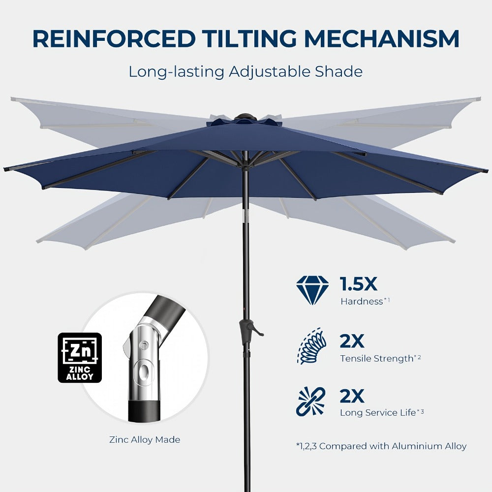 9-Foot Metal Patio Umbrella with Tilt Adjustment, Backyard Sun Shade detail image - detail view 8