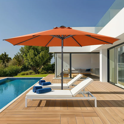 Patio Umbrella, 9ft UPF50+ 220GSM Solution-Dyed Fabric Push Button Tilt & Crank - 8 Steel shown in the main product view