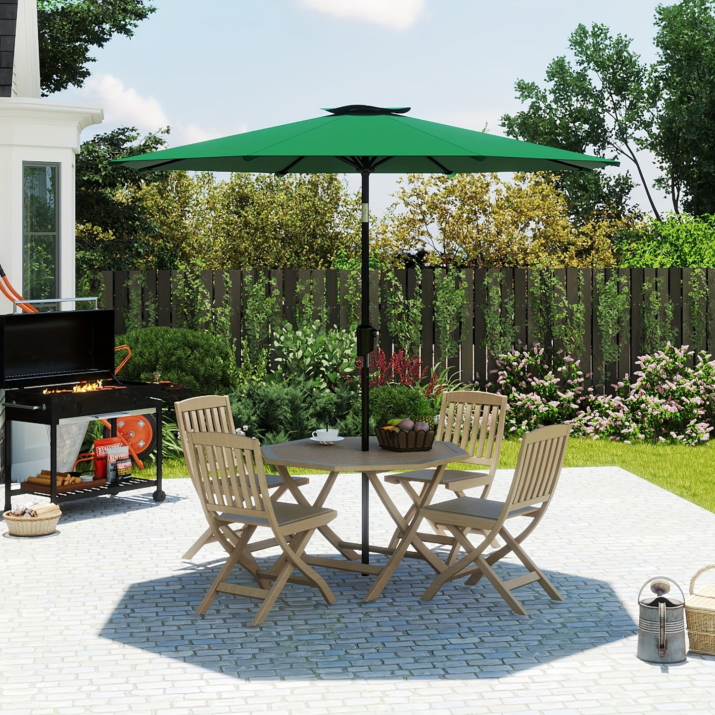 Patio Umbrella shown in the Dark Green, 9FT option