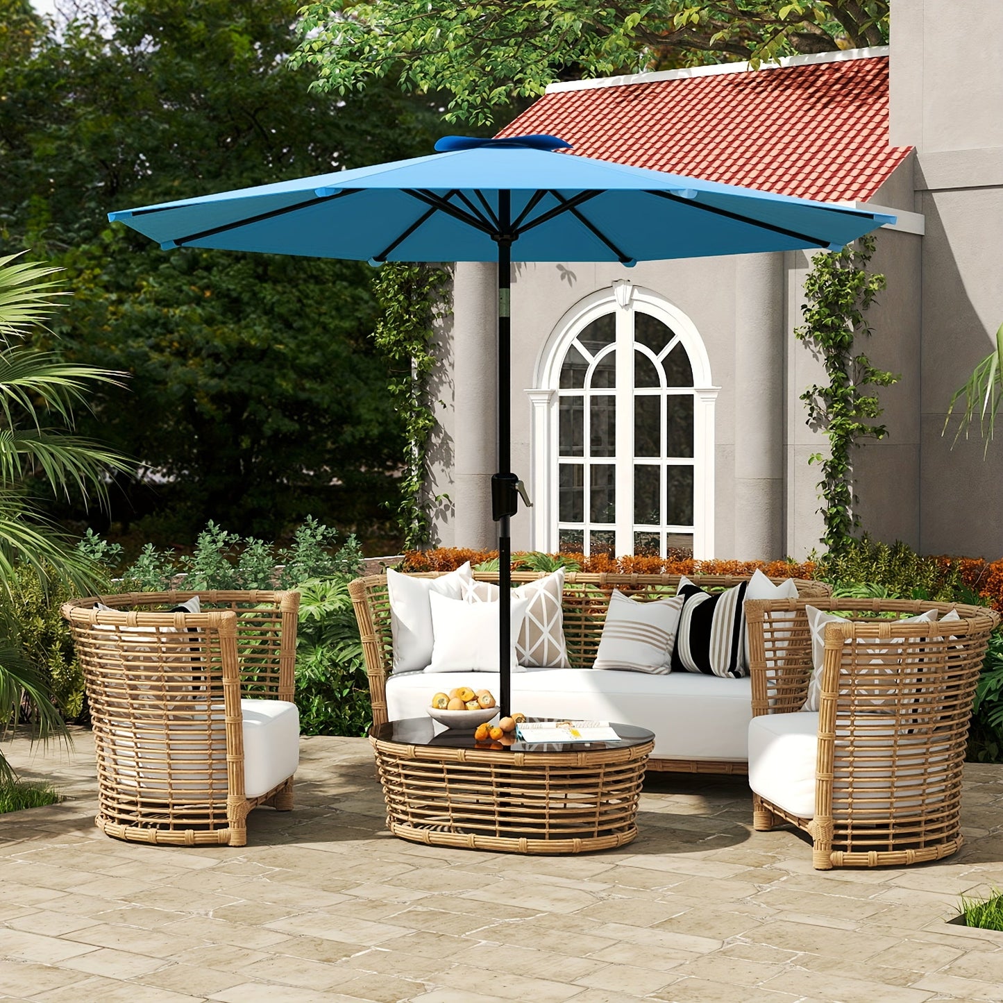 Patio Umbrella shown in the Light Blue, 9FT option