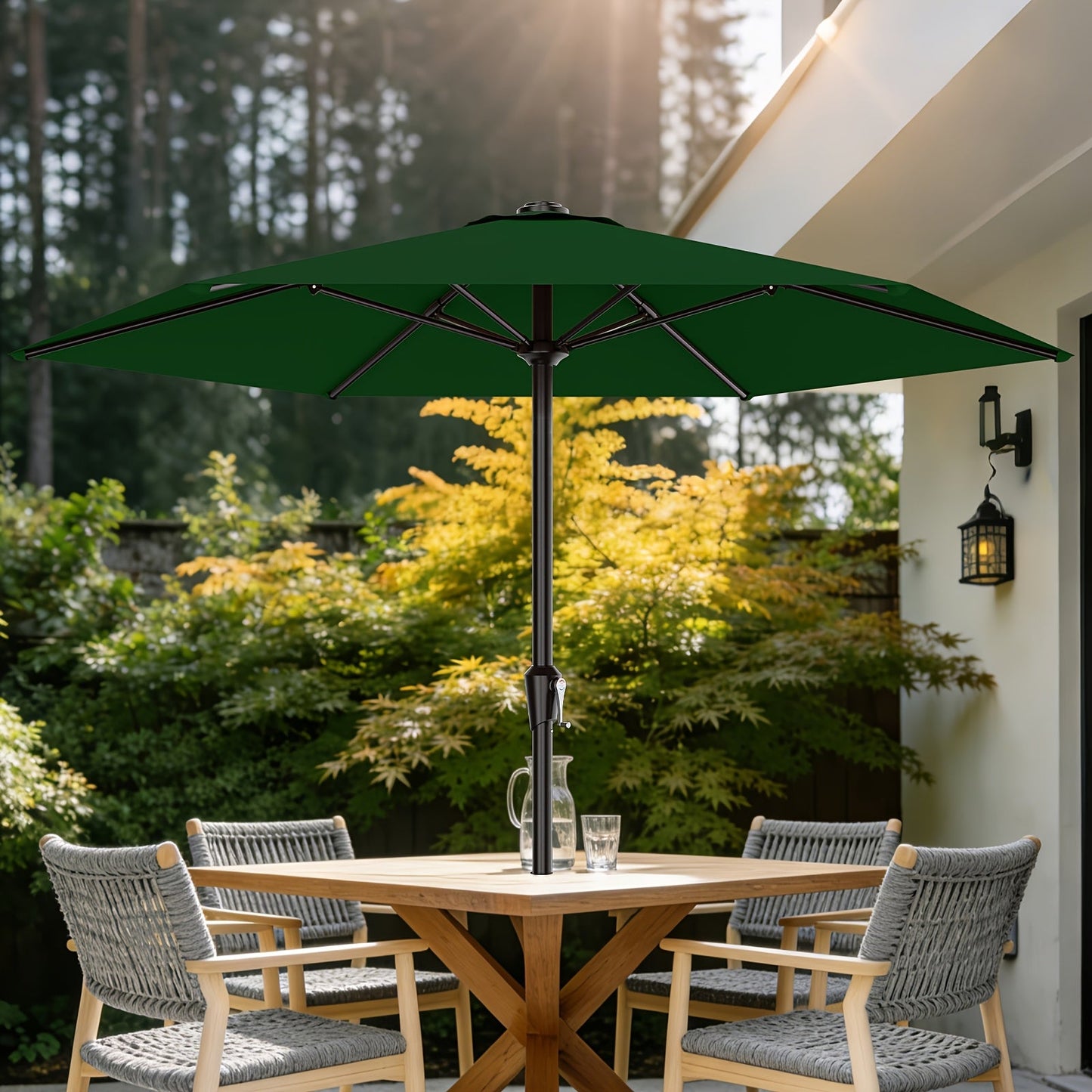 Patio Umbrella shown in the Dark Green, 9FT option