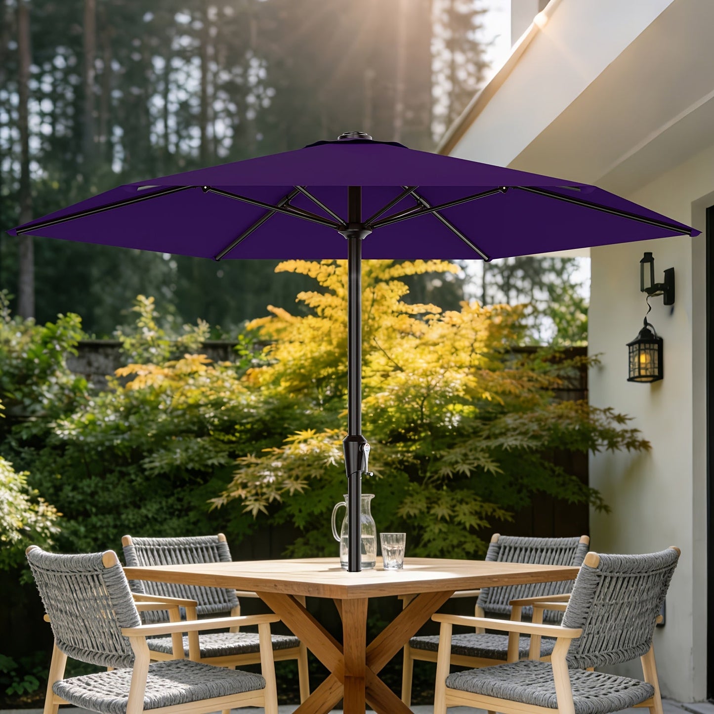 Patio Umbrella shown in the Dark Purple, 9FT option