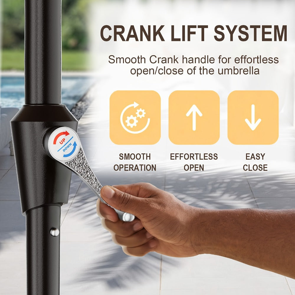 9-Foot Patio Umbrella with Easy Crank, Outdoor Table Umbrella detail image - detail view 11