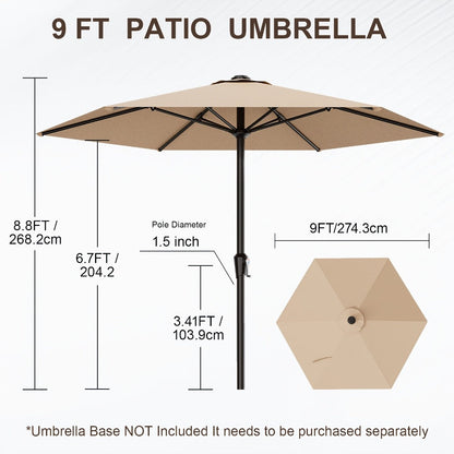 9-Foot Patio Umbrella with Easy Crank, Outdoor Table Umbrella detail image - detail view 3