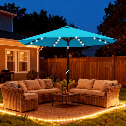 9-Foot Solar LED Patio Umbrella with Tilt Adjustment and LED Lighting detail image - detail view 10