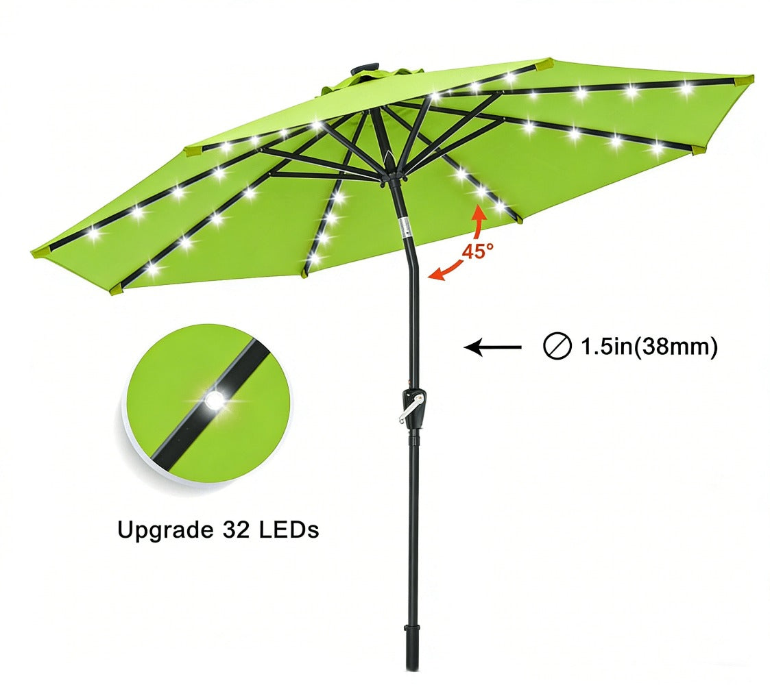 9-Foot Solar LED Patio Umbrella with Tilt Adjustment and LED Lighting detail image - detail view 12
