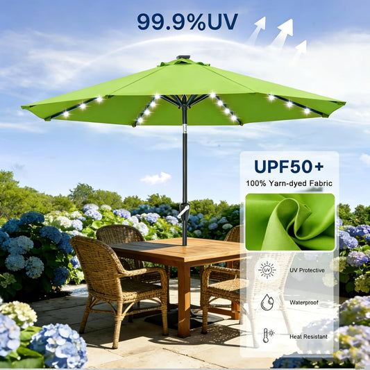 9-Foot Solar LED Patio Umbrella with Tilt Adjustment and LED Lighting detail image