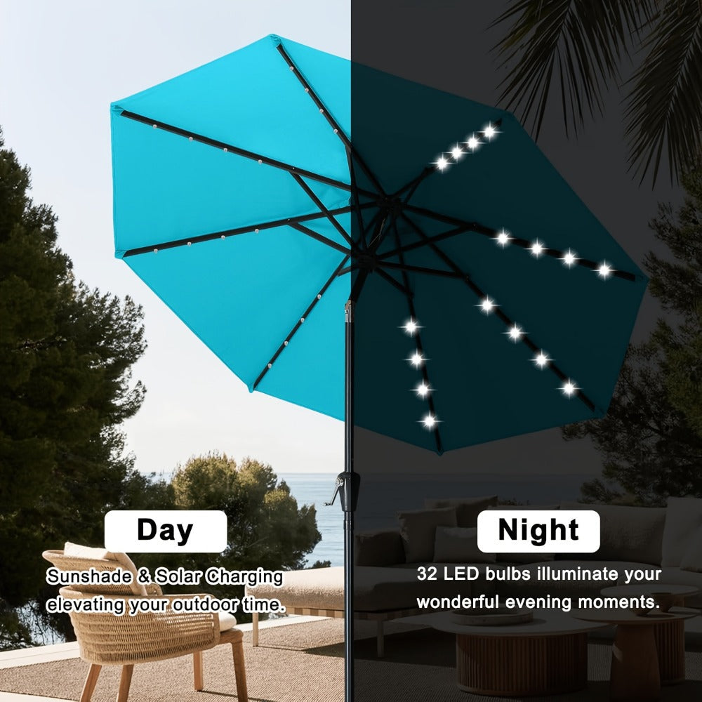 9-Foot Solar LED Patio Umbrella with Tilt Adjustment and LED Lighting detail image - detail view 5