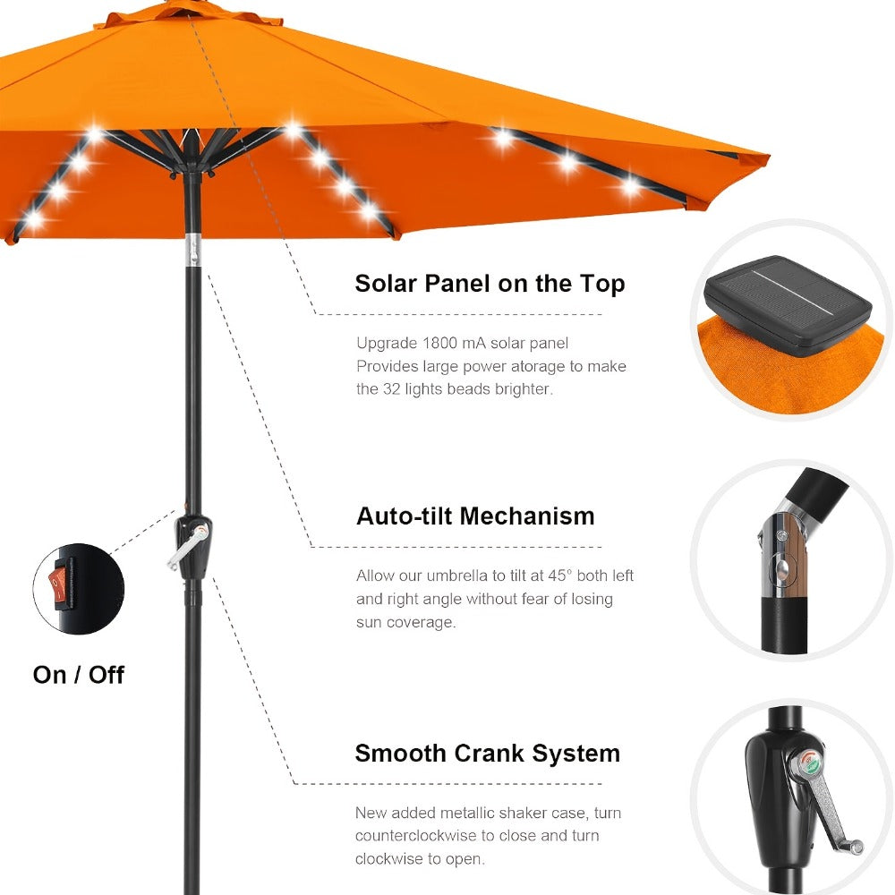 9-Foot Solar LED Patio Umbrella with Tilt Adjustment and LED Lighting detail image - detail view 7