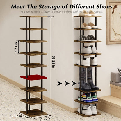 9-Tier Freestanding Shoe Rack, Closet Shoe Shelf for Organized Everyday Storage detail image - detail view 3