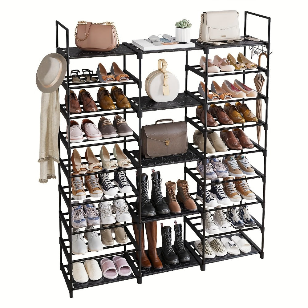 Shoe Rack, 9 Tier Metal Organizer 50-55 Pairs Large Capacity Stackable Freestanding Shoe shown in the main product view
