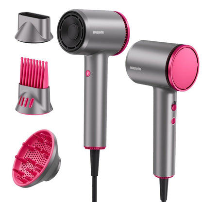 Diffuser Hair Dryer for Curly Hair 1875W Ionic Blow Dryer - Lightweight Compact Professional Frizz Control Fast Drying Styling Tool for Women Men Gray White