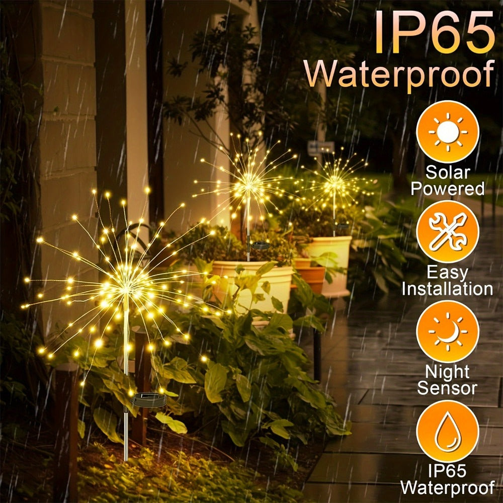 Solar Fireworks Lights Outdoor – 60 to 420 LED Solar Garden Fairy Lights with 8 Modes, Waterproof Copper Wire Sparkler Lights for Garden, Patio, Yard, Pathway & Holiday Decoration