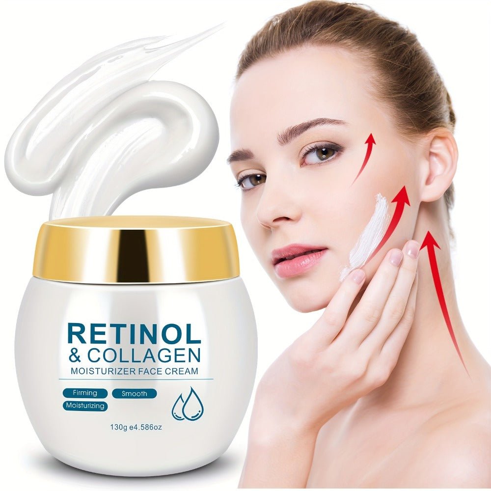 Face Cream Retinol and Collagen 130g Jar or Retinol Essence Option for Day and Night Skin Care