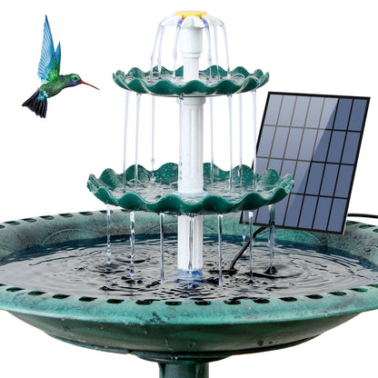 Three-Tier Solar Bird Bath Fountain for Outdoor Garden and Courtyard Decor in Two Colors for Outdoor Use