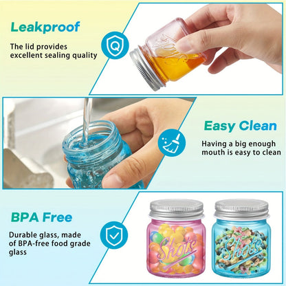 Mason Jar Shot Glasses 36 Pcs with Lids – 2 Oz Dishwasher Safe Mini Shooter Glasses – Perfect for Wedding Party Favors, Home Bar, Desserts, Halloween & Christmas Gift – Fresh Color