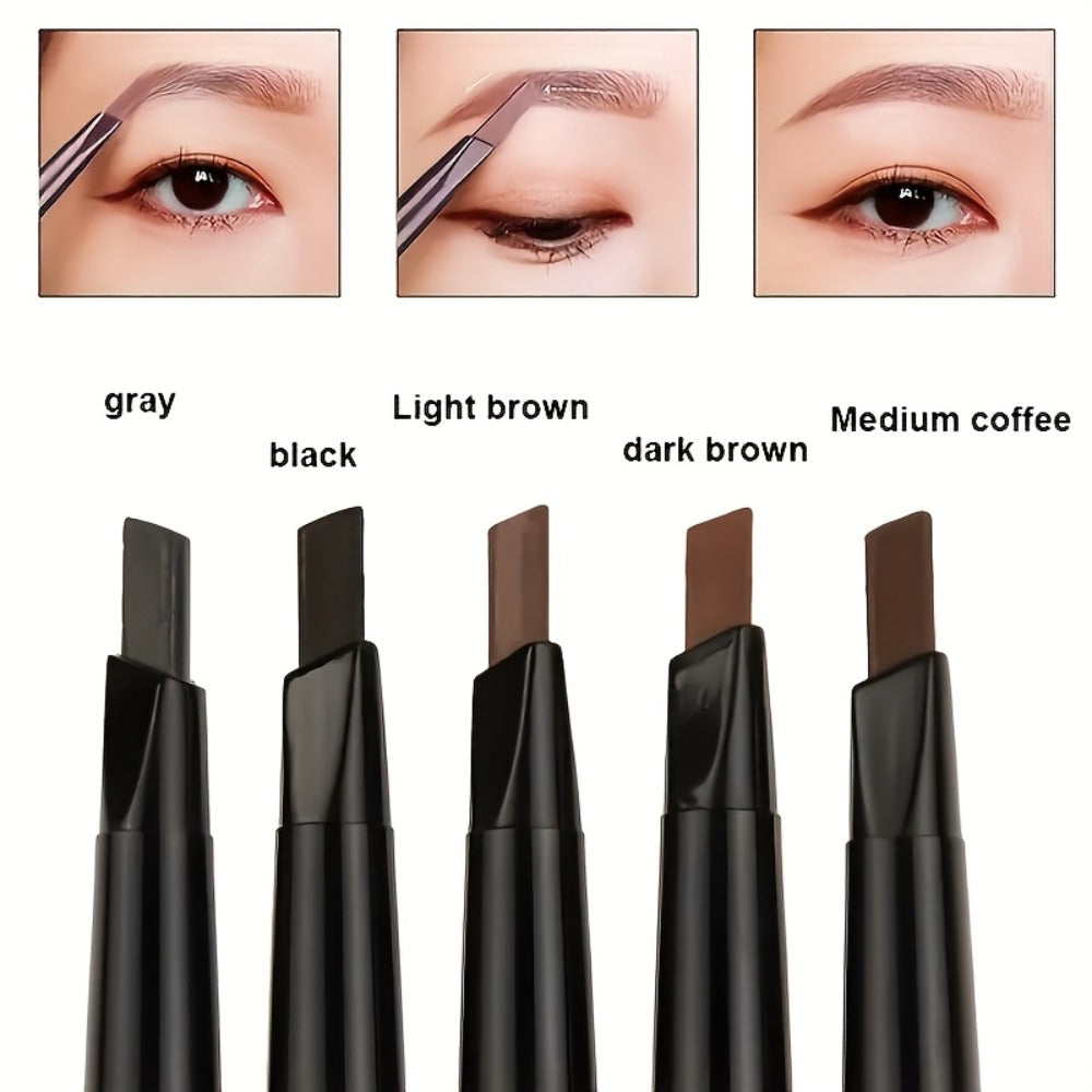 12-Pack Automatic Eyebrow Pencils with Angled Tips, Spoolie Ends and Four Brown-to-Black Color Options
