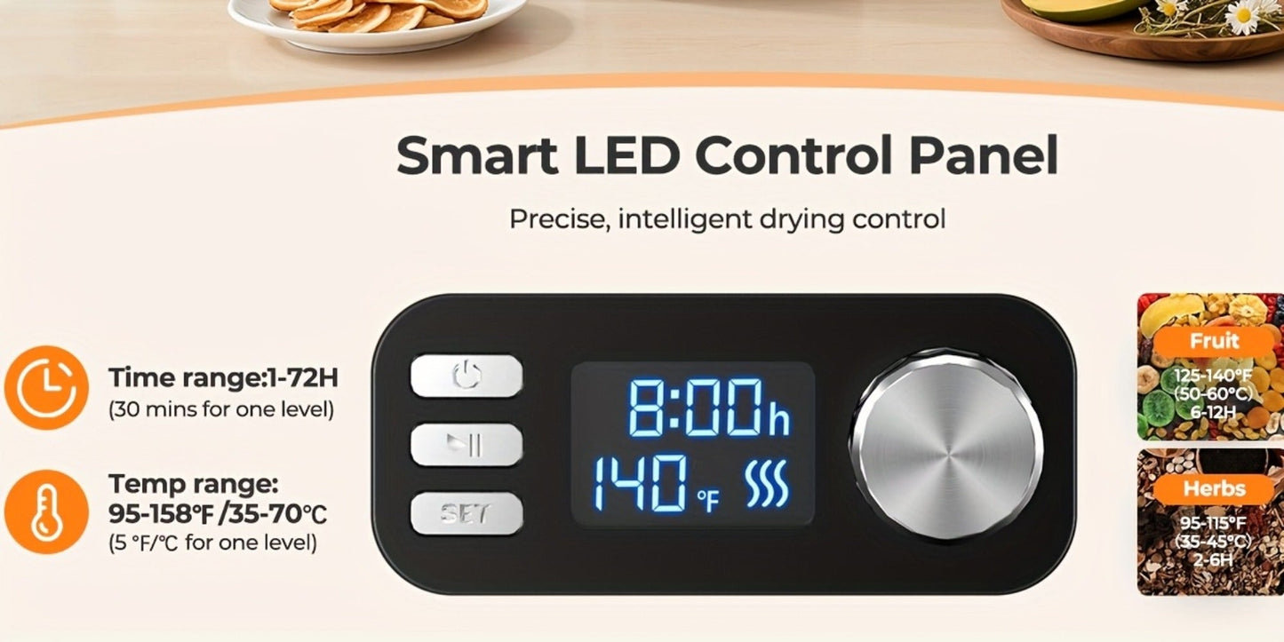 Stackable Food Dehydrator Family with Analog or Digital Controls and Five- or Eight-Tray Model Options