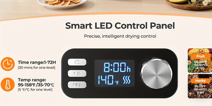 Stackable Food Dehydrator Family with Analog or Digital Controls and Five- or Eight-Tray Model Options