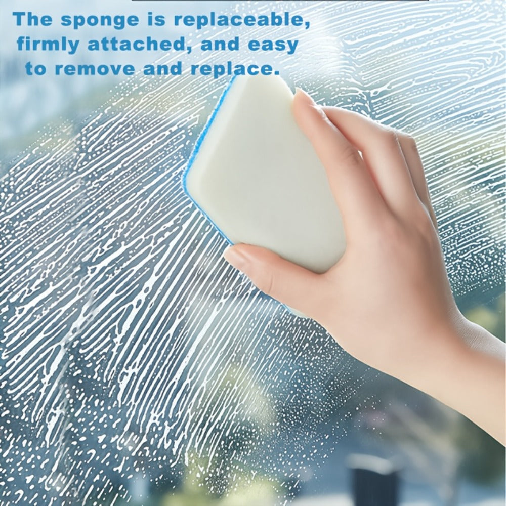 Long Handle Sponge Brush Set with Replaceable Heads for Kitchen Bathroom Tile Bathtub Cleaning – 1 Handle + 6/10/15 Brush Heads, Thickened Durable Scrubber