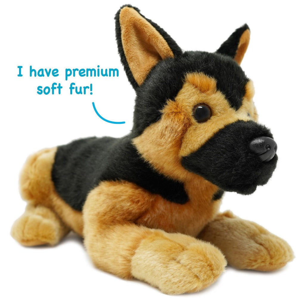 Stuffed Animal Gretchen German Shepherd in 15-Inch Scale with Realistic Seated Dog Design and Soft Fabric