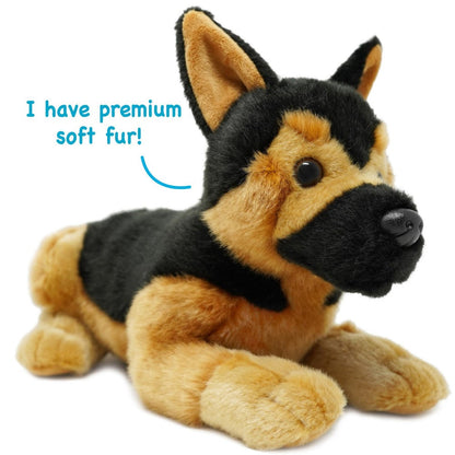 Stuffed Animal Gretchen German Shepherd in 15-Inch Scale with Realistic Seated Dog Design and Soft Fabric