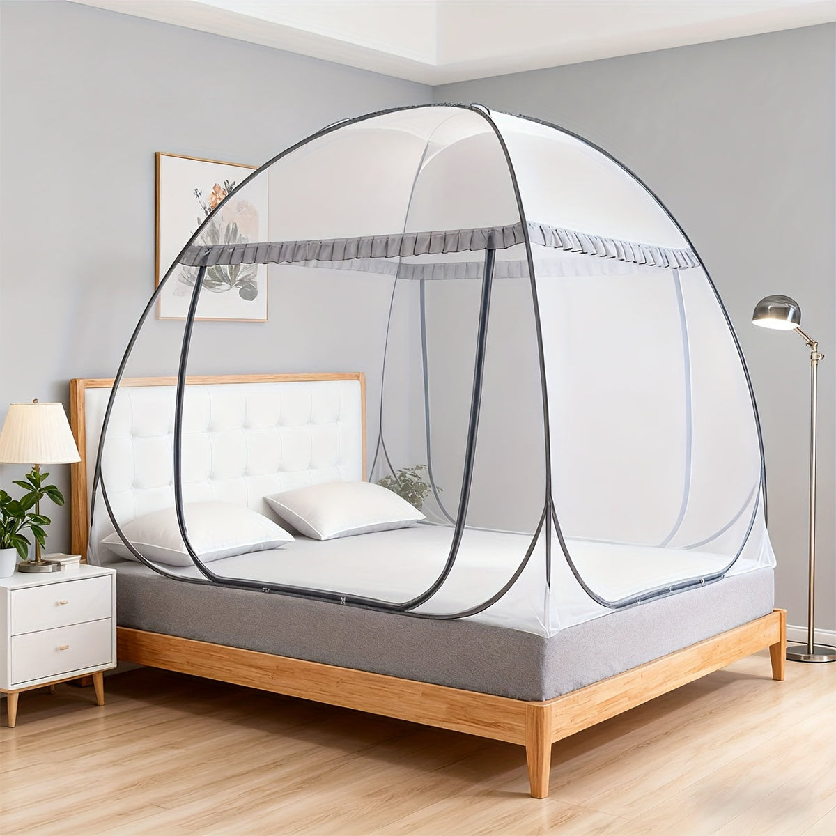 Mosquito Net for Bed Pop Up Bed Canopy 360° Protection Portable Foldable Yurt Mosquito Net for Garden, Yard and Pest Management