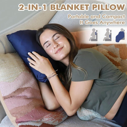 Royal Blue 4-in-1 Travel Blanket with Zipper Bag, Poncho, Pillow and Lumbar Support Format, 40 x 60 Inches