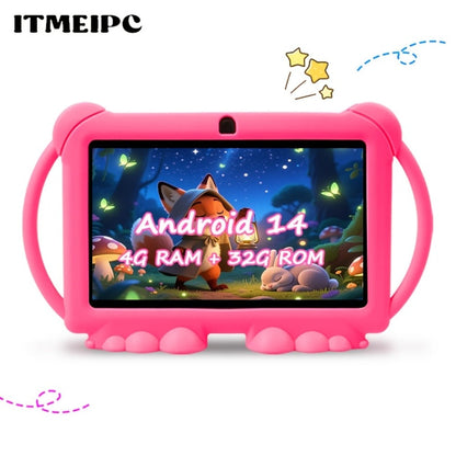 Kids Tablet 7 Inch with Android 14, 4GB RAM, 32GB Storage, WiFi 6, Dual Cameras and Protective Case