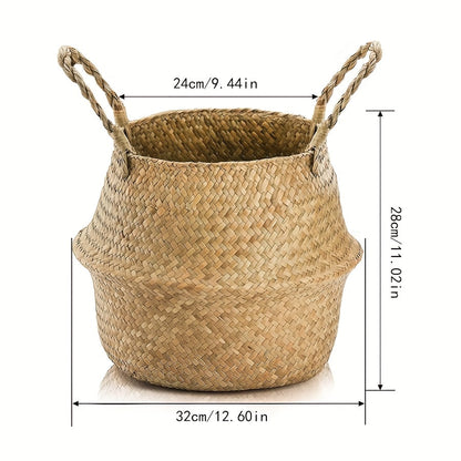 Woven Handled Storage Baskets Set of 2 in 12.6 x 11.02-Inch Format for Laundry or Picnics for Home Organization