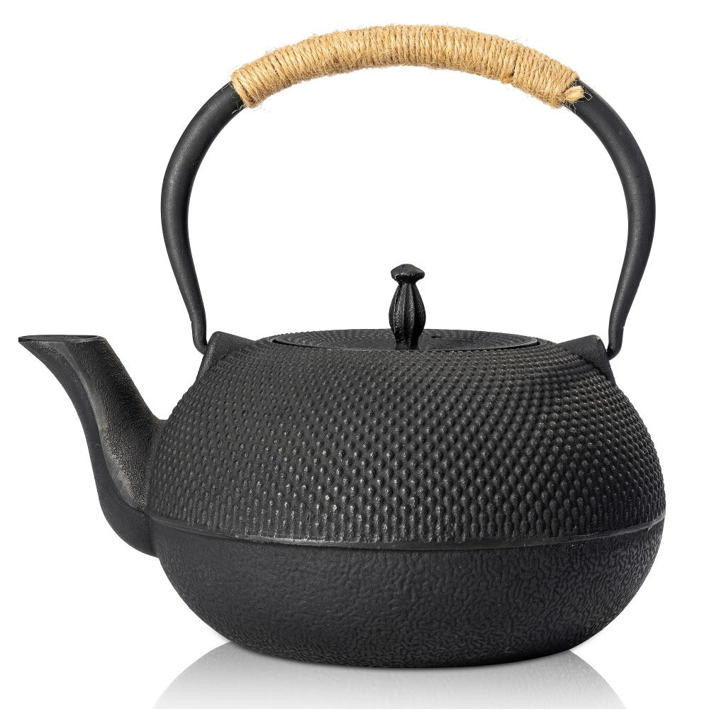 Cast Iron Teapot with Stainless Steel Infuser 60 oz – Japanese Style Tea Kettle for Camping & Home Brewing