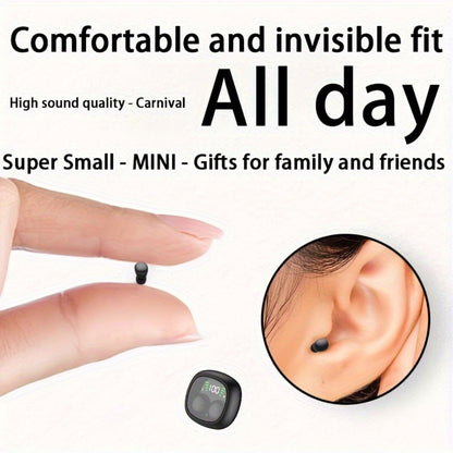 Wireless Earbuds Ultra-Small HiFi In-Ear with Touch Control, Built-In Mic and LED Case in Three Colors