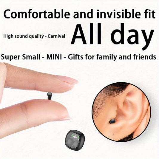 Wireless Earbuds Ultra-Small HiFi In-Ear with Touch Control, Built-In Mic and LED Case in Three Colors