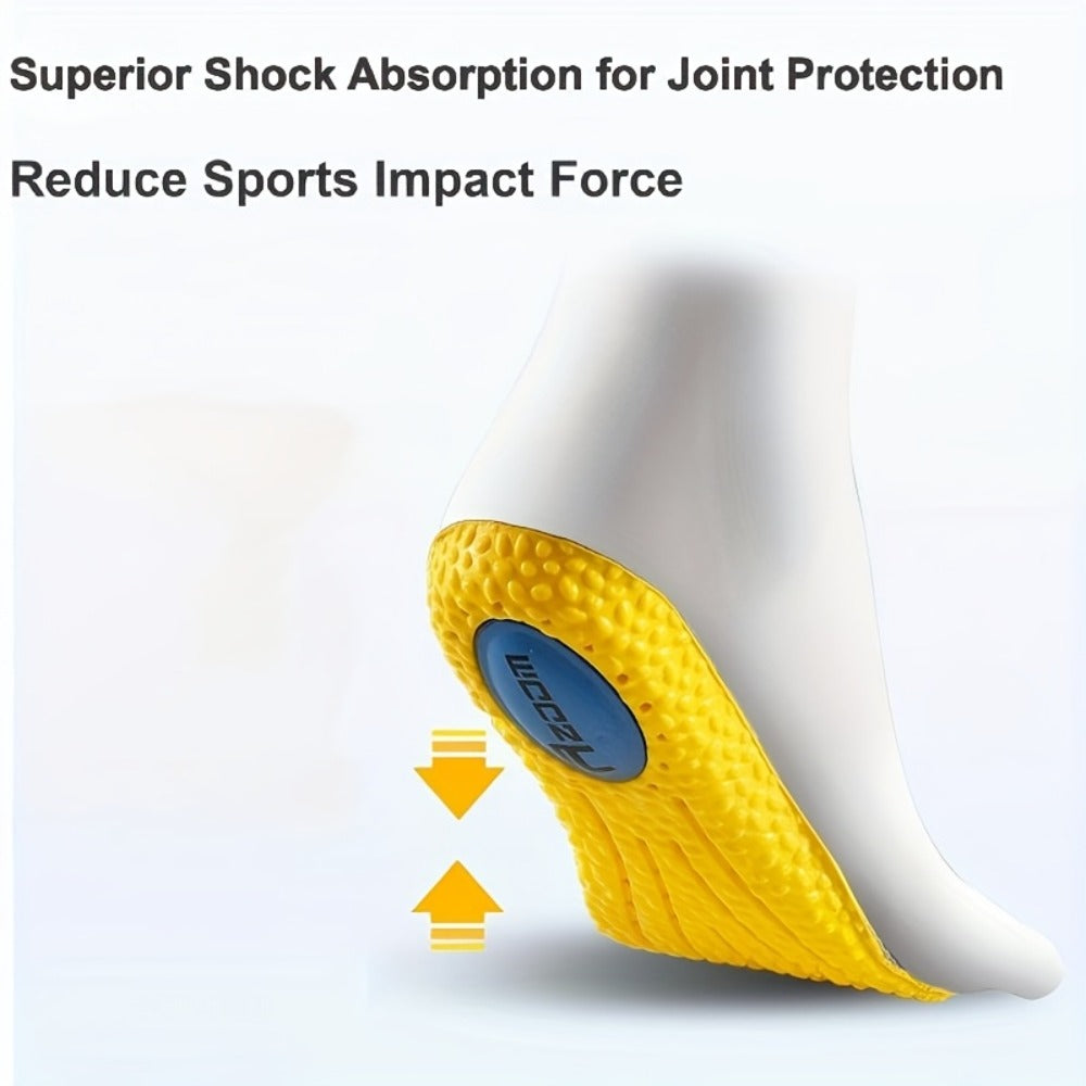 Two-Pair Yellow-and-Grey Full-Length Shoe Insoles with Six EU35-46 Size Options from 240 to 290 mm