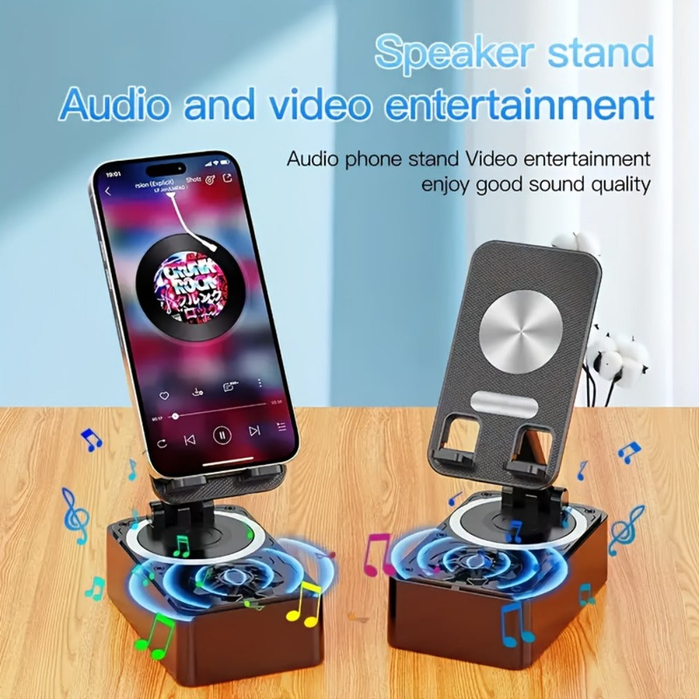 Portable Bluetooth Speaker with Turtle-Shell Phone Stand, 1200mAh Battery and 6-Hour Playtime