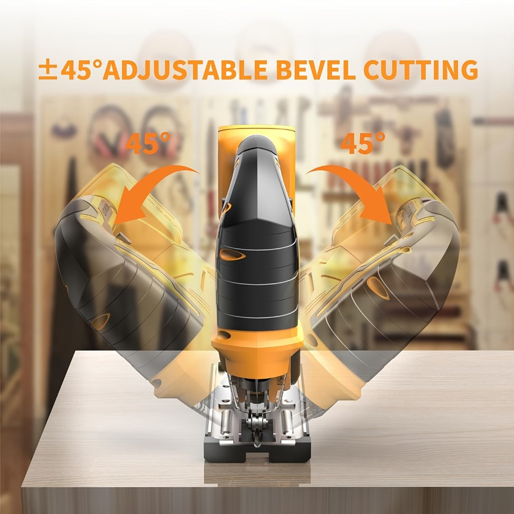 Cordless Jigsaw Compatible with Dewalt 20V Battery – LED Work Light, 0°-45° Bevel, 3 Orbital Settings for Straight Curved & Circular Cuts