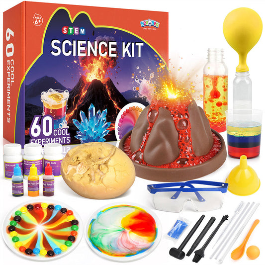 Kids Science Kit 60 Experiments STEM Educational Toy Set with Real Lab Tools for Boys & Girls Ages 6 7 8 9 10 11 12 | Chemistry Biology Physics Earth Science | Best Birthday Christmas Gift