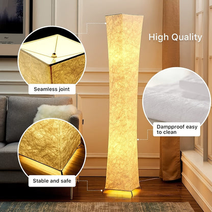 52-Inch Rectangular Fabric Column Floor Lamp with 3000K, 4500K and 6000K Modes plus Handheld Remote