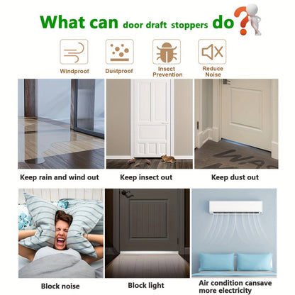 Two-Piece 37-Inch Silicone Under-Door Sweep Set with Self-Adhesive Backing in Brown or Black