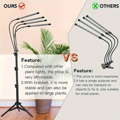 USB Tripod LED Plant Lamp with 4, 5 or 6 Flexible Heads and Adjustable 29-61in Floor Stand