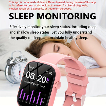 Pink Smartwatch for Women & Men – 2.01" Screen Bluetooth 5.3 Multiple Sports Modes Pedometer Fitness Tracker Lightweight Silicone Strap Everyday Activity Watch Affordable Gift for Her Him