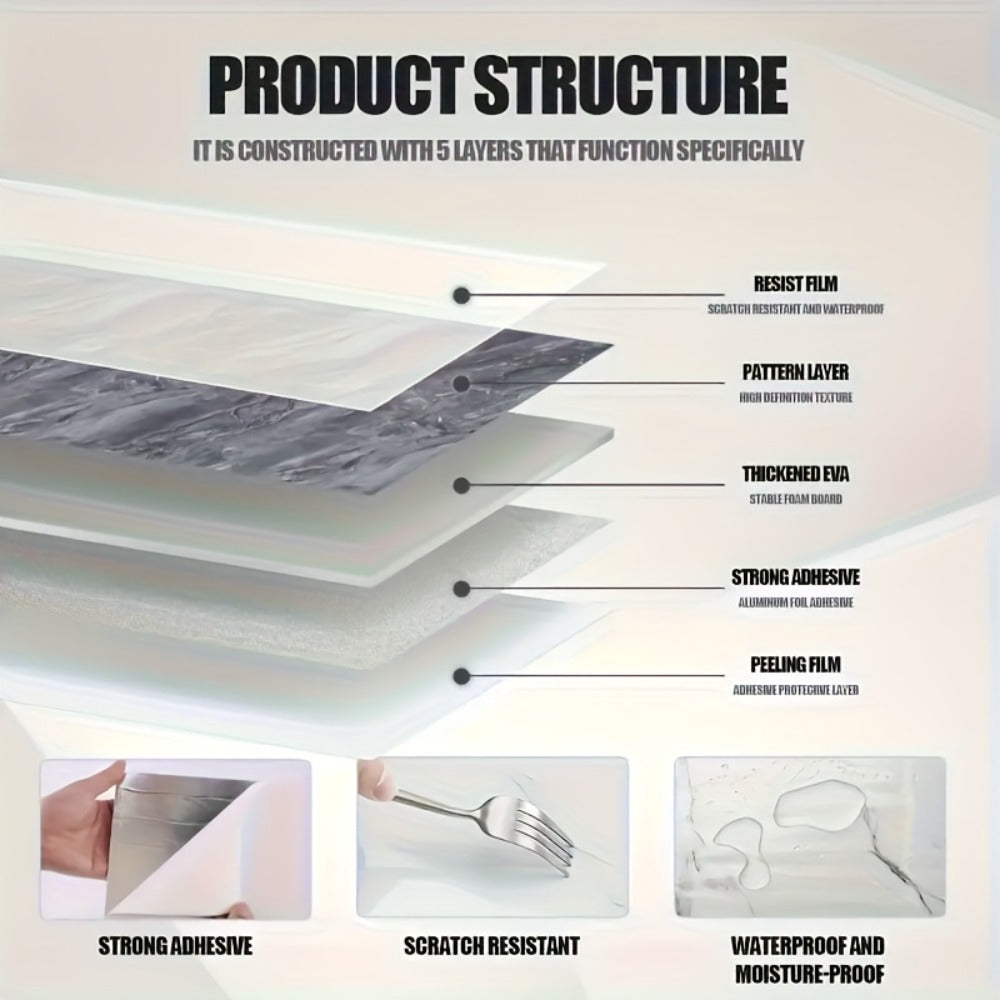 11.81-Inch Square Marble-Pattern Peel-and-Stick Wall Tiles in 50- or 100-Piece Design Options