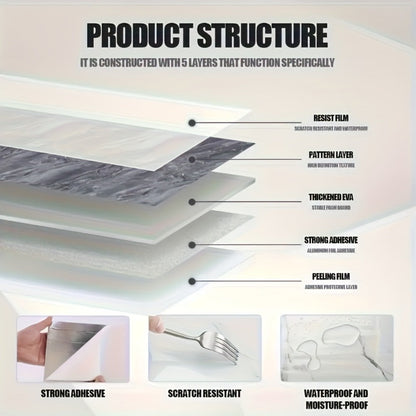 11.81-Inch Square Marble-Pattern Peel-and-Stick Wall Tiles in 50- or 100-Piece Design Options