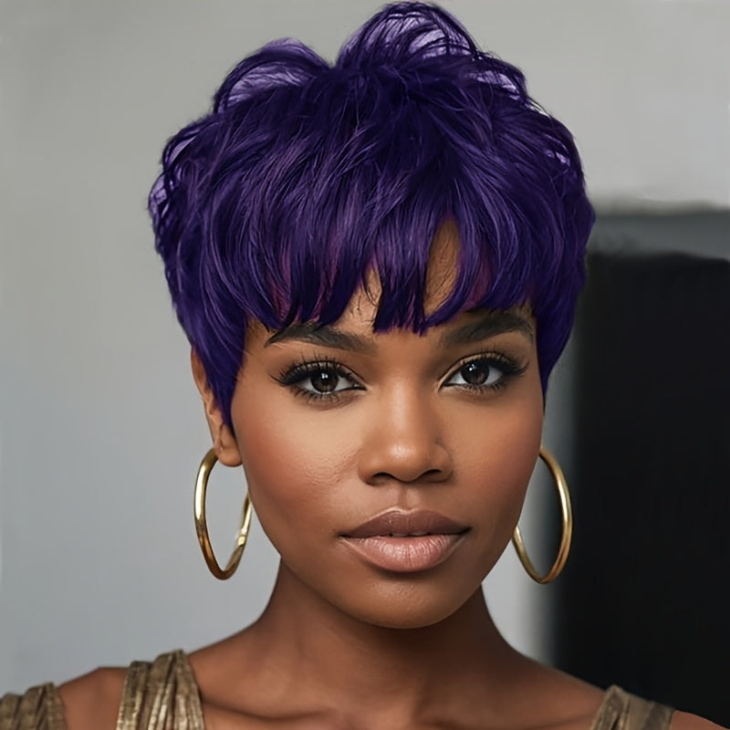 Synthetic Wig 4-Inch Short Body Waves with Full Bangs in Eight Retained Color Options for Costume Looks