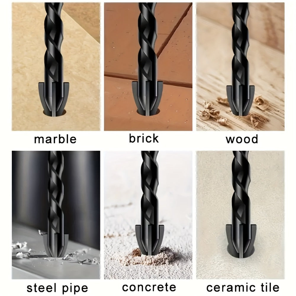 Masonry Drill Bits Set 10pcs – Tungsten Carbide Tip Drill Bits for Tile, Brick, Glass, Ceramic, Concrete, Plastic & Wood | Multi-Material Heavy-Duty Drill Bit Kit for Home Improvement & DIY Projects
