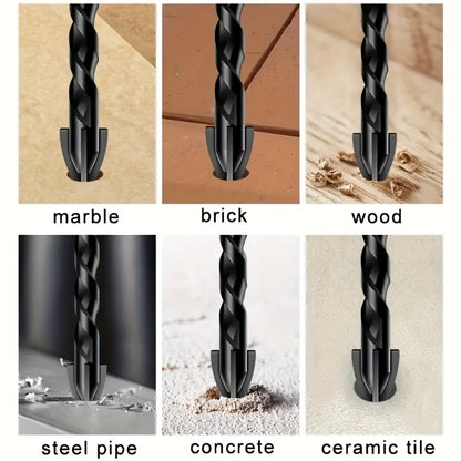 Masonry Drill Bits Set 10pcs – Tungsten Carbide Tip Drill Bits for Tile, Brick, Glass, Ceramic, Concrete, Plastic & Wood | Multi-Material Heavy-Duty Drill Bit Kit for Home Improvement & DIY Projects