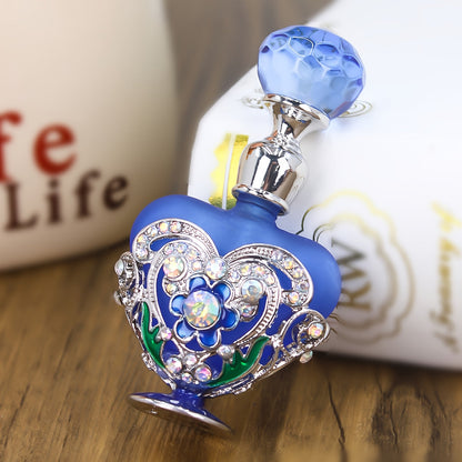 Refillable 10 ml Decorative Glass Perfume Bottles with Floral Inlay and Eight Color or Shape Options