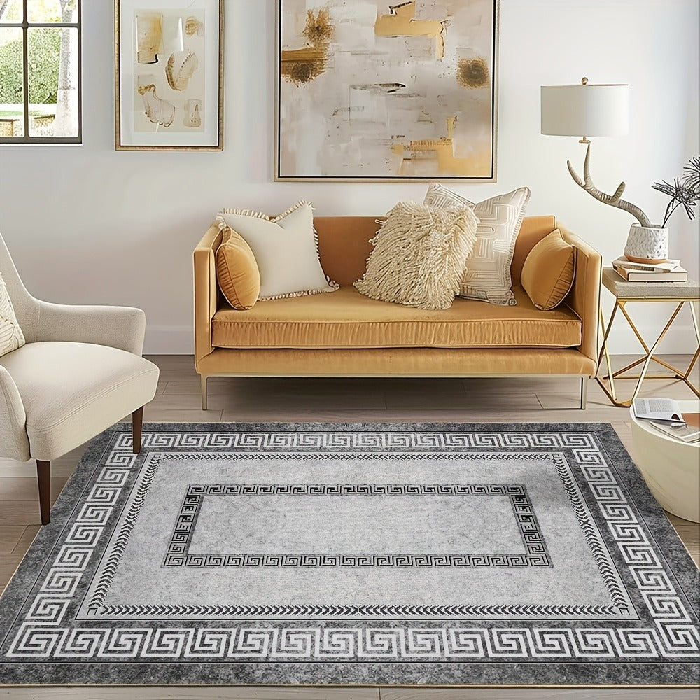 Persian-Inspired Floral Area Rug in Gray with Four Size Options for Living Room, Bedroom or Seating Areas